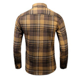 Men's Lapel Long Sleeve Plaid Shirt 91515292X
