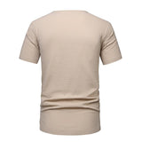 Men's Cotton Linen Fashion V Neck Beach Short Sleeve T-Shirt 12669214X