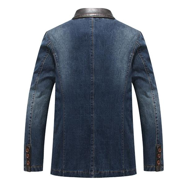 Mens Lapel Single Breasted Denim Blazer 27056629M Coats & Jackets