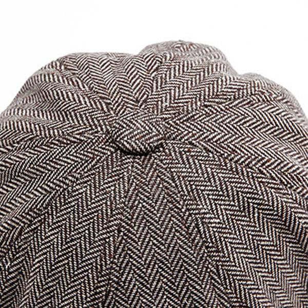 Men's British Vintage Herringbone Octagon Beret 27874947M