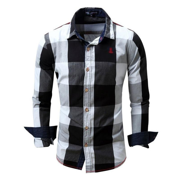 Men's Casual Long-sleeved Plaid Shirt 53291059X