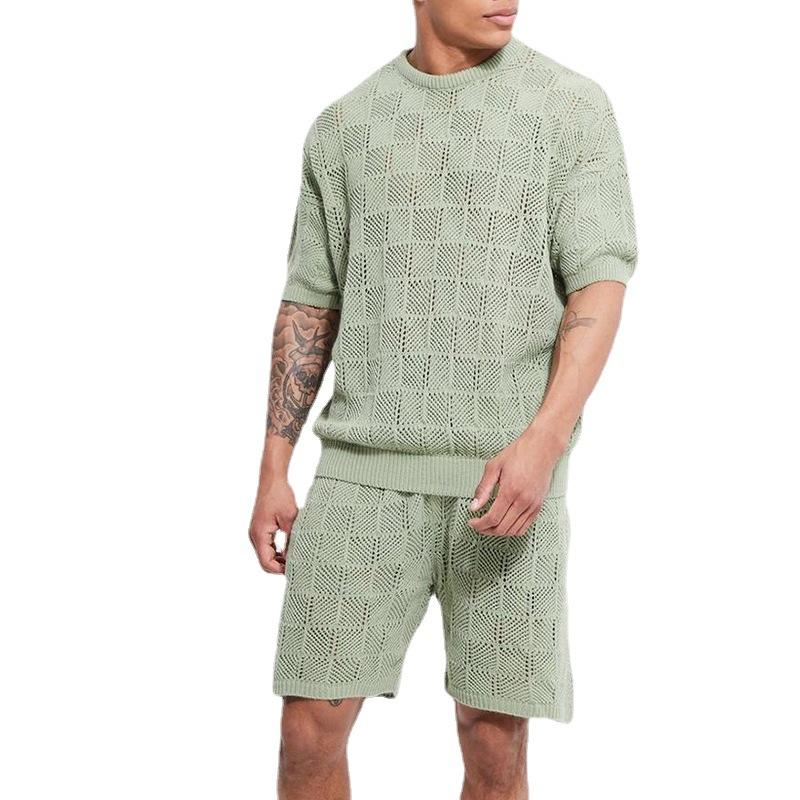 Men's Round Neck Sports Loose Short Sleeve Two-piece Set 77010248X