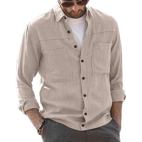 Men's Solid Color Simple Long Sleeve Shirt 16037165X