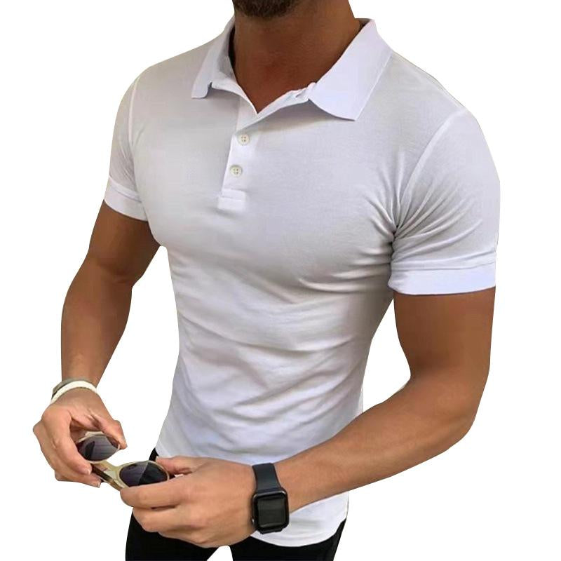 Men's Casual Solid Color Polo Neck Short Sleeve T-Shirt  71525862Y