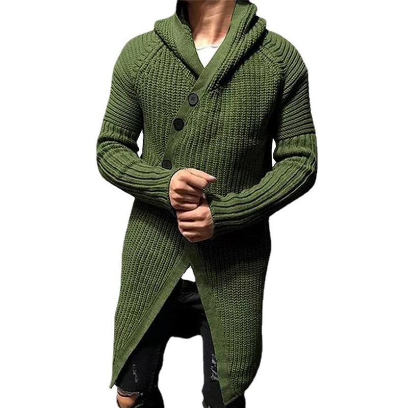 Men's Casual Mid-Length Hooded Knitted Cardigan 87960312M