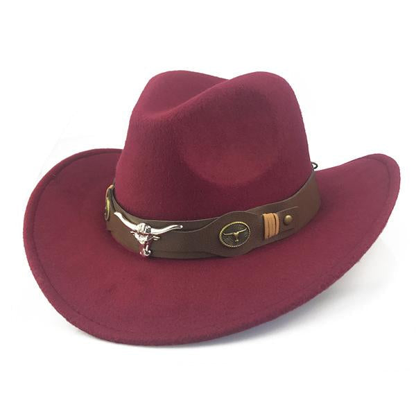 Western Cowboy Hat 79391363M Wine Red / M(56-58Cm) Hats