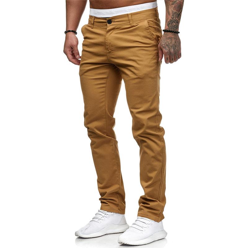 Pantalones casuales de corte ajustado de color sólido para hombre 43253681M