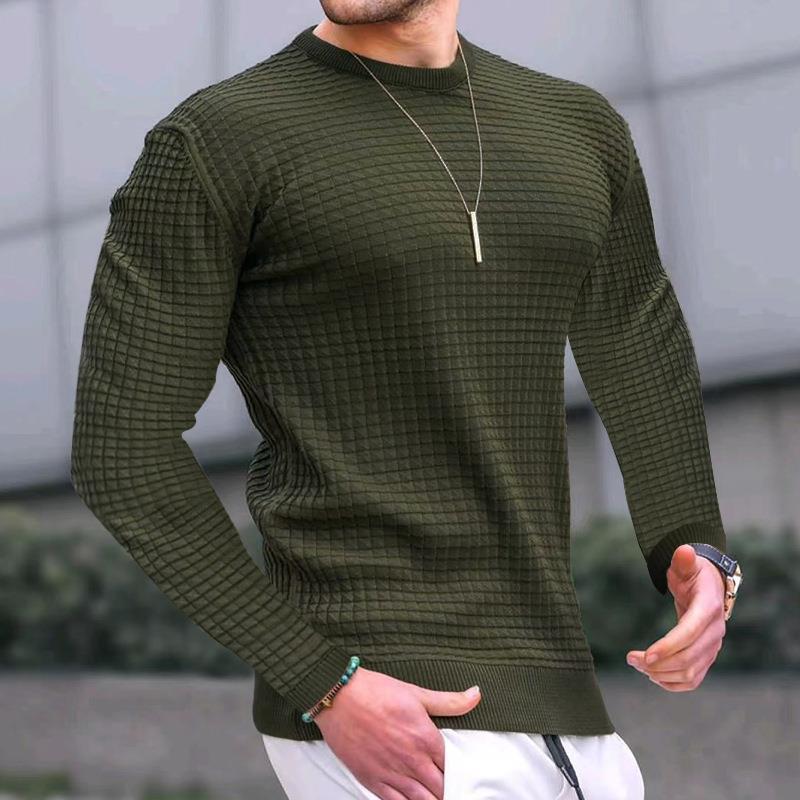 Men's Casual Round Neck Slim Long Sleeve Pullover Knitwear 99012097M