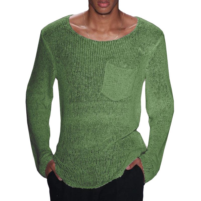 Men's Casual Thin Long Sleeve Pocket Knitted Sweater 82174528M