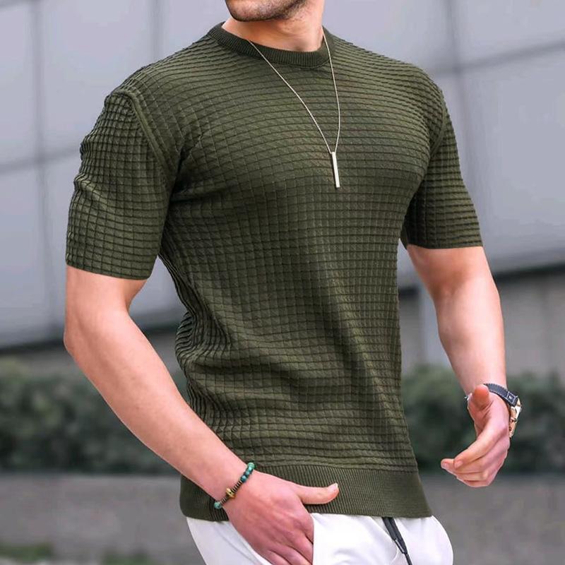 Men's Casual Round Neck Waffle T-Shirt 29739560M