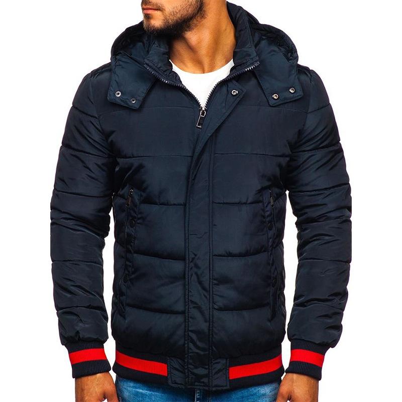 Men's Zipper Contrast Color Cotton Jacket Hoodie 30362979X
