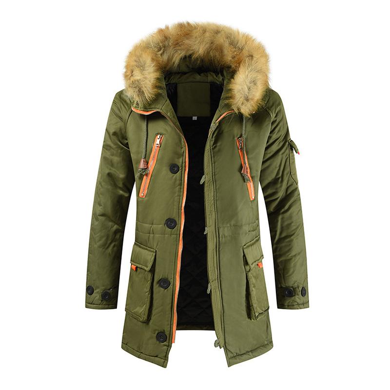 Men's Casual LooseThick Mid-Length Hooded Coat 04600714M