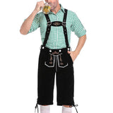 Men's Beer Plaid Lapel Shirt Suit Overalls 78744154X