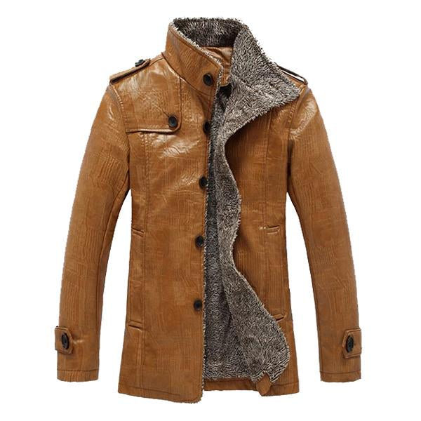 Men's Vintage Fleece Thick Leather Jacket 31212314M