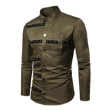 Men's Vintage Stud Lapel Long Sleeve Shirt 37571404M