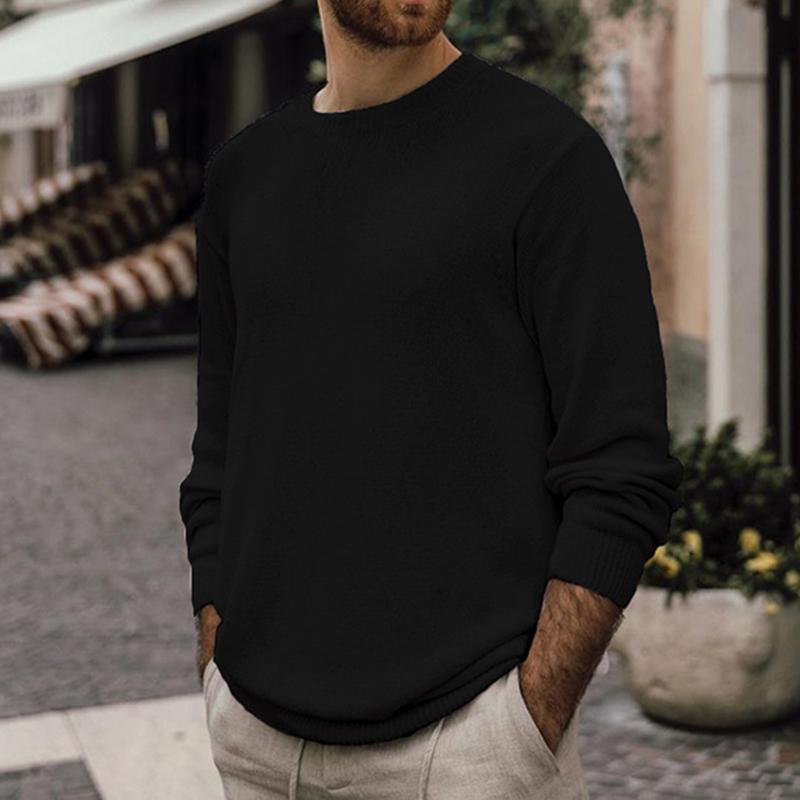 Men's Casual Round Neck Long Sleeve Pullover Knitwear 01505657M