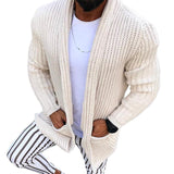 Men's Casual Slim Fit Lapel Long Sleeve Knit Cardigan 79914640M