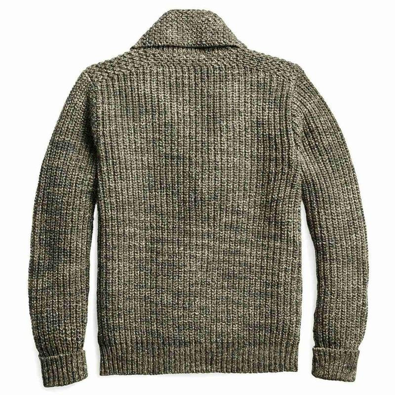 Men's Knit Sweater Lapel Patch Pocket Cardigan Jacket 86459771X