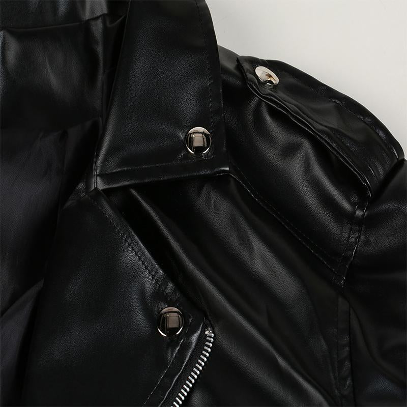 Men's Vintage Lapel Zip Biker Leather Jacket 19672610M