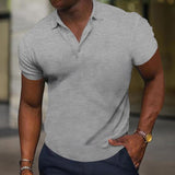 Men's Casual Slim Solid Color Short Sleeve Polo Shirt 04477231M
