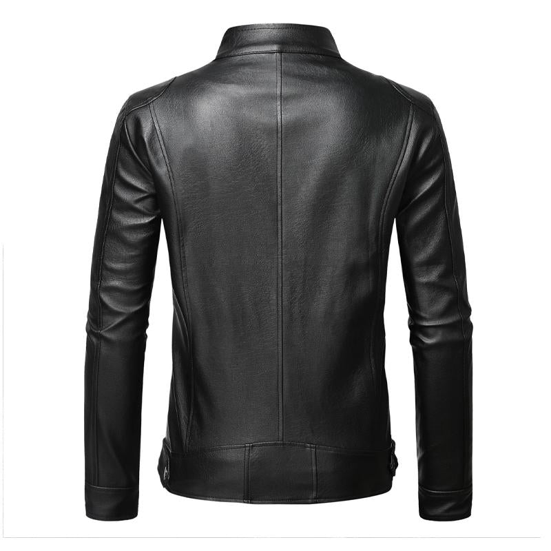 Men's Stand Collar Slim Leather Jacket 11233032X