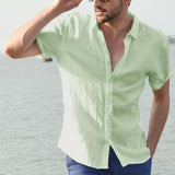 Men's Casual Solid Color Short Sleeve Shirt 19418682M
