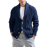 Men's Casual Lapel Slim Fit Long Sleeve Knit Cardigan 79209846M