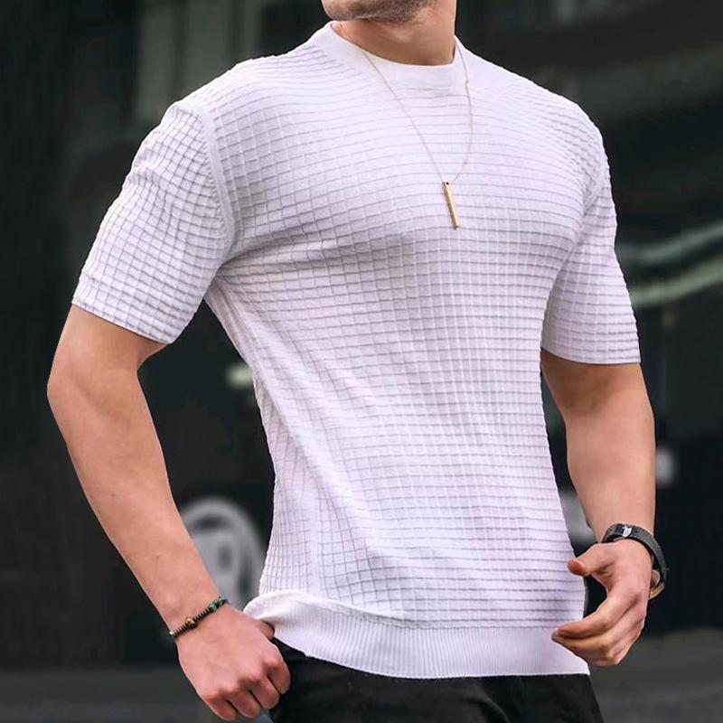 Men's Casual Round Neck Waffle T-Shirt 29739560M