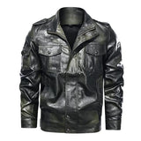 Mens Casual Leather Jacket 17511848M Army Green / M Coats & Jackets