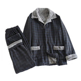 Men's Flannel Thermal Long Sleeve Pajama Set 48331238Y