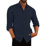 Men's Lapel Long Sleeve Resort Shirt 55426076X
