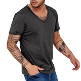 Men Simple V Neck Solid Color Short Sleeve T-Shirt 48221622Y