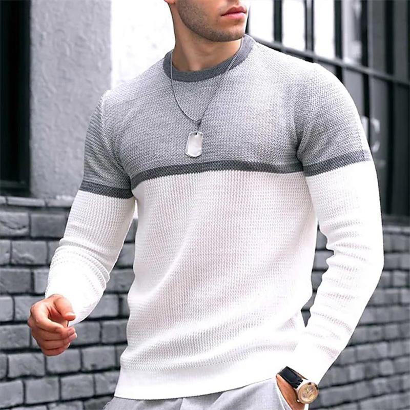 Men's Casual Round Neck Knit Long Sleeve Sweater 91492543M