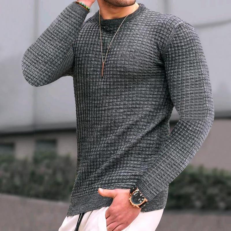 Men's Casual Round Neck Slim Long Sleeve Pullover Knitwear 99012097M