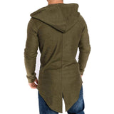 Men's Casual Solid Color Hooded Irregular Hem Sweatshirt Jacket 62360058Y