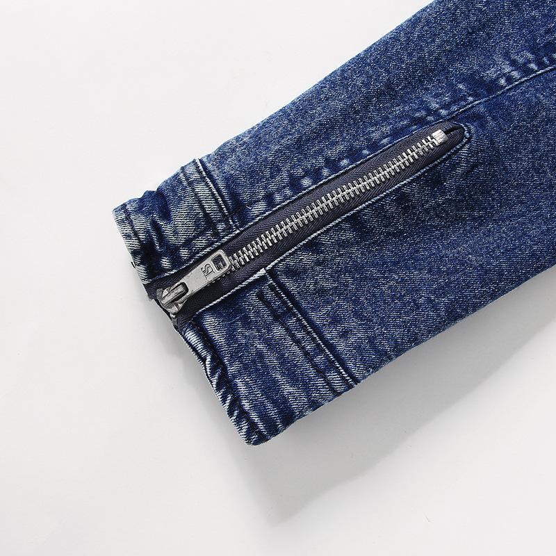 Men's Vintage Stand Collar Zipper Slim Denim Jacket 67794950M