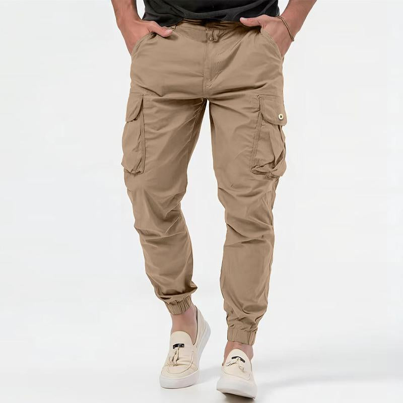 Pantalones cargo con bolsillos tridimensionales de color sólido para hombre 10815009Y