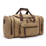 Vintage Casual Large Capacity Canvas Tote Bag Travel Bag Khaki