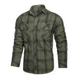 Men's Casual Cotton Plaid Long Sleeve Shirt 89270182M