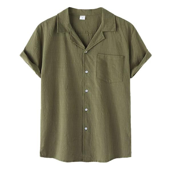 Men's Casual Thin Cotton Linen Short Sleeve Shirt 56599850M