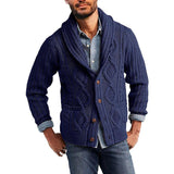 Men's Solid Color Long Sleeve Jacquard Knit Jacket 25682385X