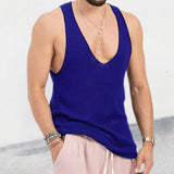 Men's loose V-neck knitted Tank Top 28098567X