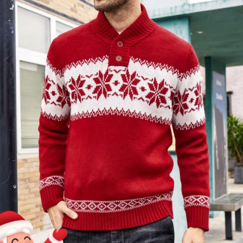 Men's Christmas Jacquard Long Sleeve Sweater 64890812X