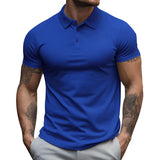 Men's Solid Slim Lapel Short Sleeve Casual Polo Shirt 22236281Z