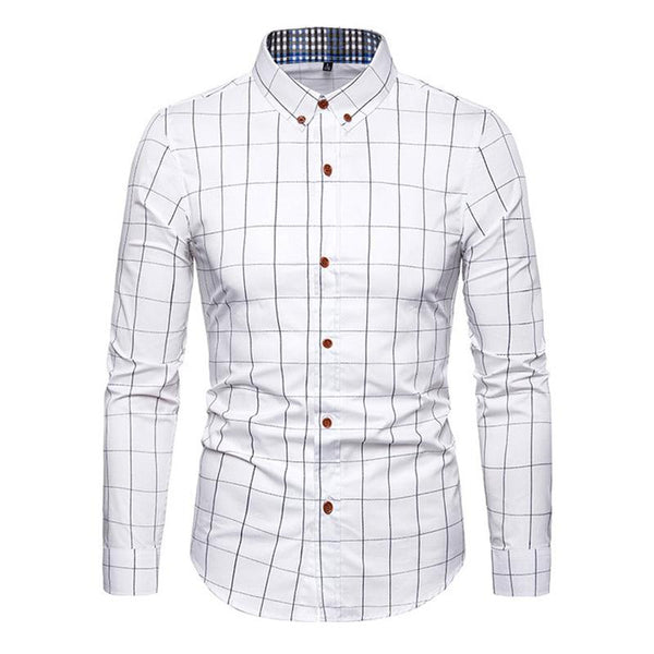 Men's Casual Plaid Long Sleeve Shirt 32720242X
