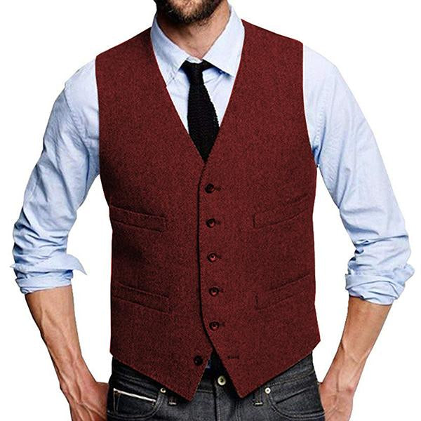 Mens Vintage Single Breasted Suit Vest 09712922M Wine Red / S Vests