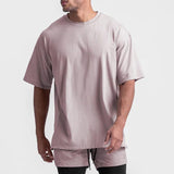Men's Casual Round Neck Loose Solid Color Short Sleeved T-shirt 63725712M