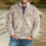Men's Casual Loose Stand Collar Fleece Sweatshirt 08658581M