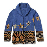 Men's Lapel Vintage Jacquard Knit Cardigan 75989877M