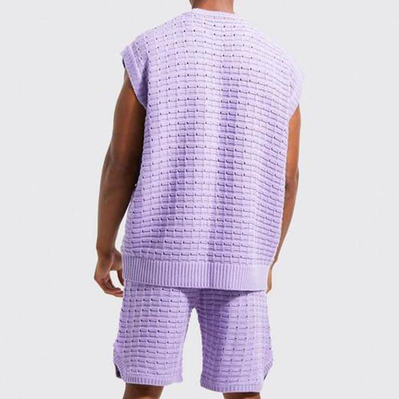 Men's Casual Knit Tank Shorts Set 19022948M